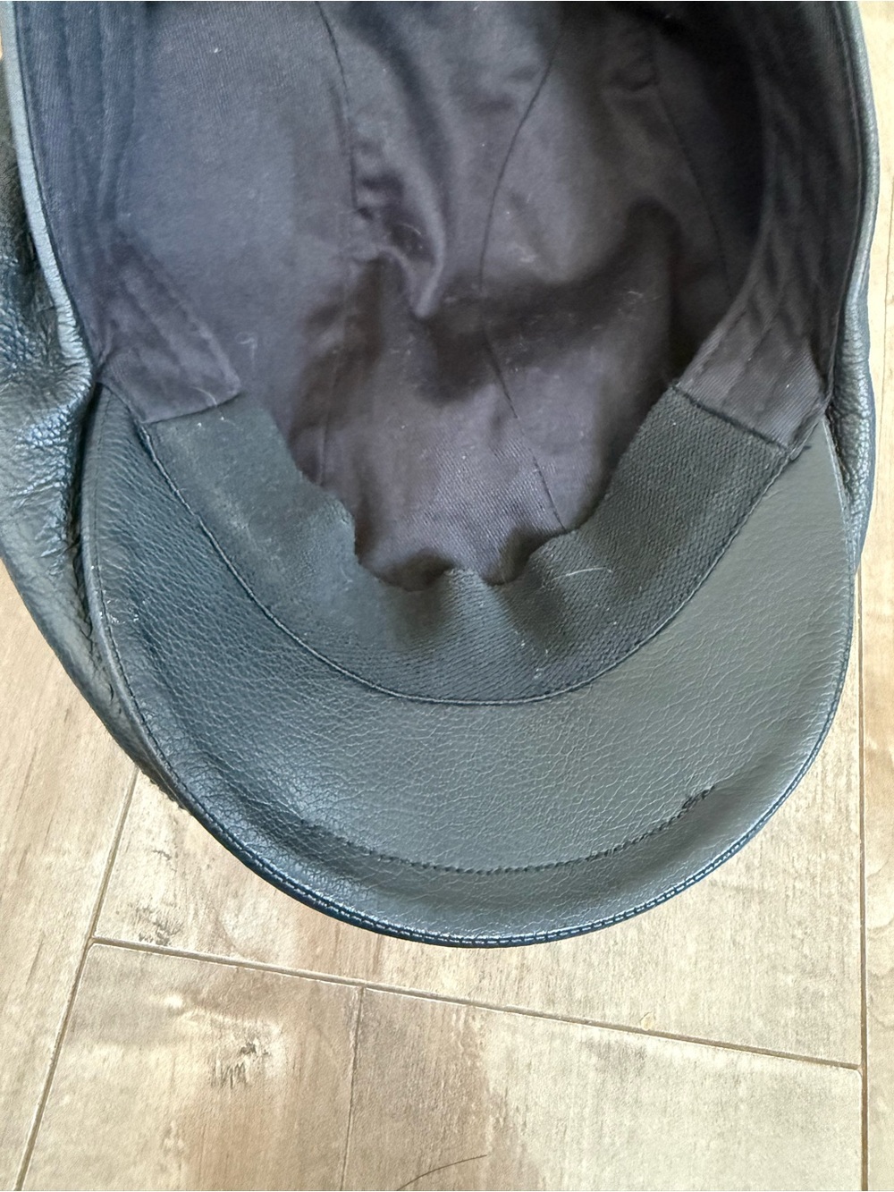 Vintage Harley-Davidson Leather Driving Cap Newsboy Hat Black Large Lined Moto - Picture 7 of 10
